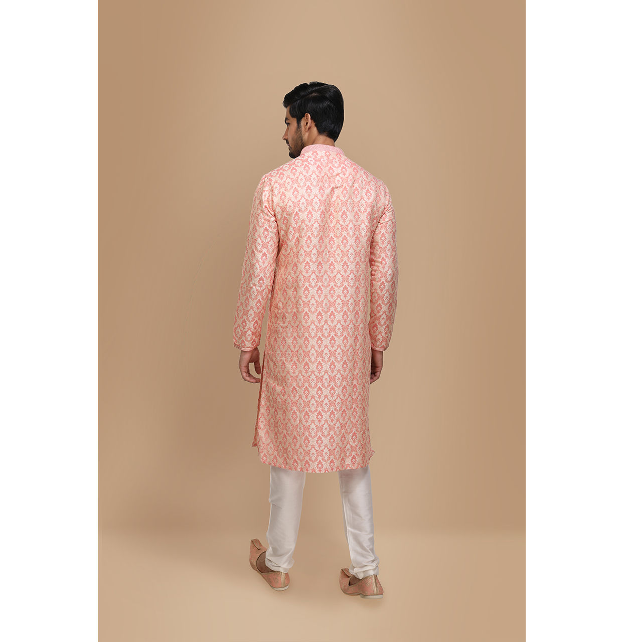 Light Pink Jacquard Kurta Set image number 2